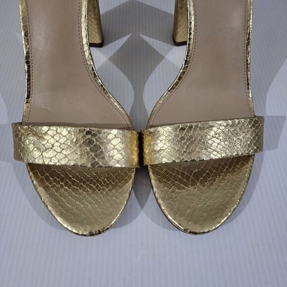 Sam Edelman Yaro Block Heel Sandal Gold Snake Embossed Vegan Leather Size 11 - Picture 5 of 16